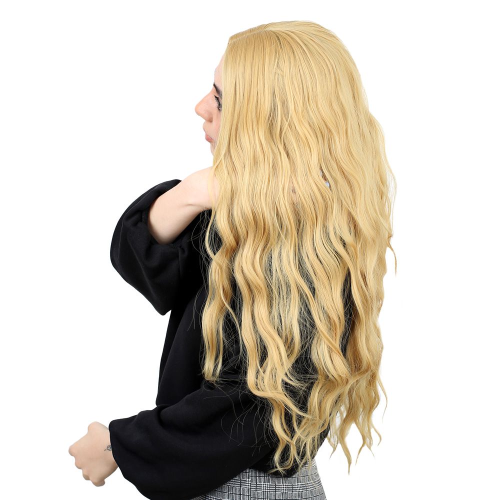 Kanekalon Fiber Synthetic Long Water Wavy Look Wig / Yellow