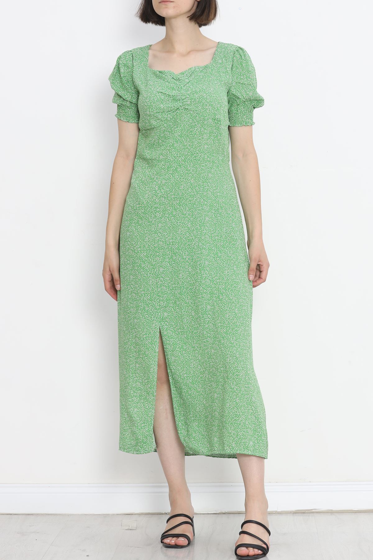 Kiss Collar Dress Green2