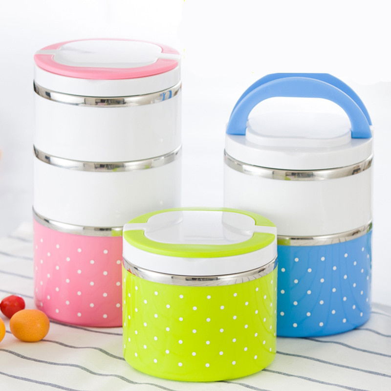 Food Thermos 3-Piece Lunch Box with Handle - Hiper 3 Layers Food Thermos