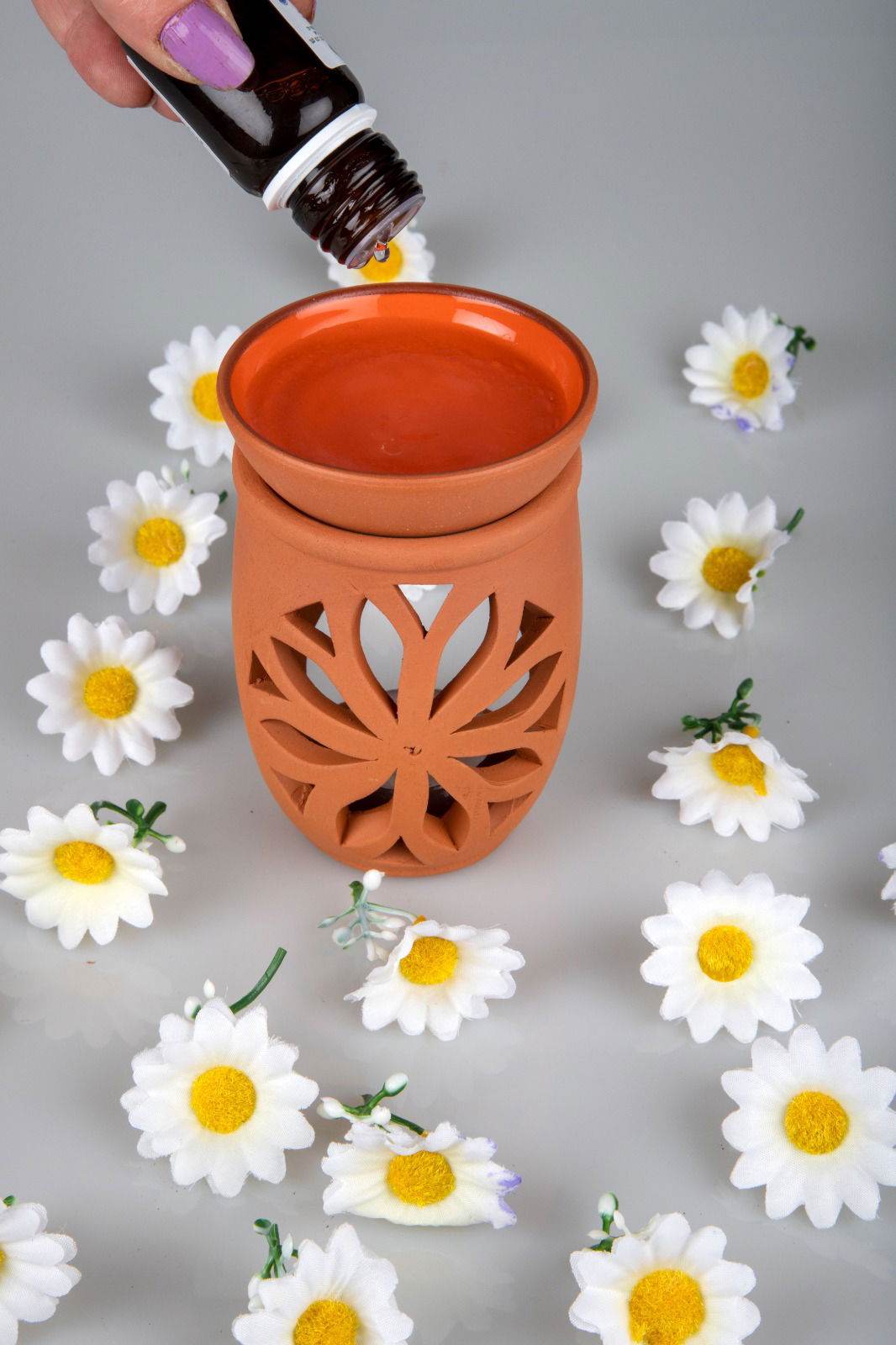 Lotus Flower Handmade Pottery Censer Incense Holder