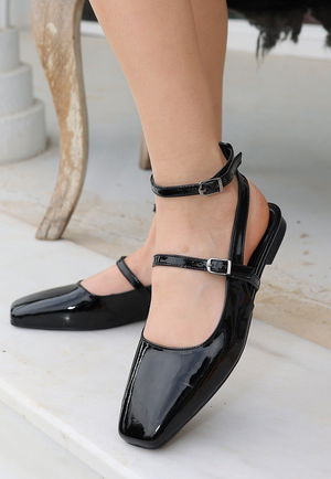 Black Patent Leather Babet Shoes