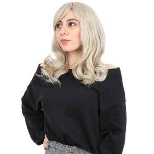 Medium Length Kanekalon Fiber Synthetic Wig with Wavy Special Bangs / Balköpö / Platinum Highlights