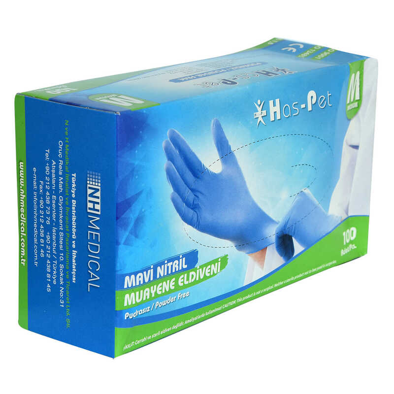 Powder Free Blue Nitrile Gloves Medium (M) 100 Pack