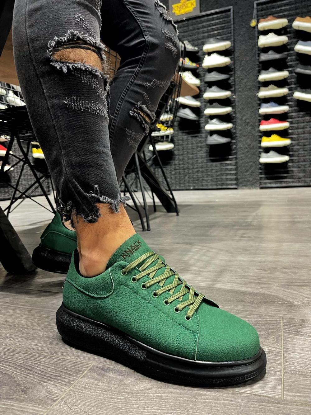 High Sole Casual Shoes Green (Black Sole)