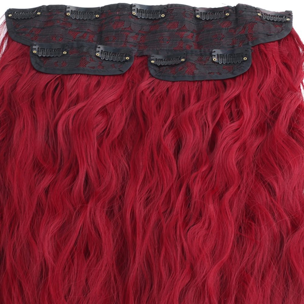 Kanekalon Fiber Synthetic Embossed Wavy Half Moon + 2 Side Hair Snaps / Red