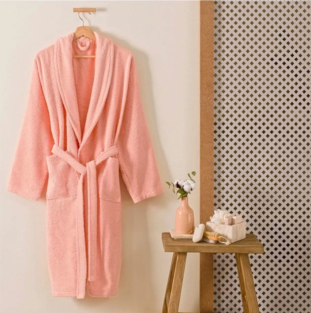 Cotton Single Bathrobe Salmon