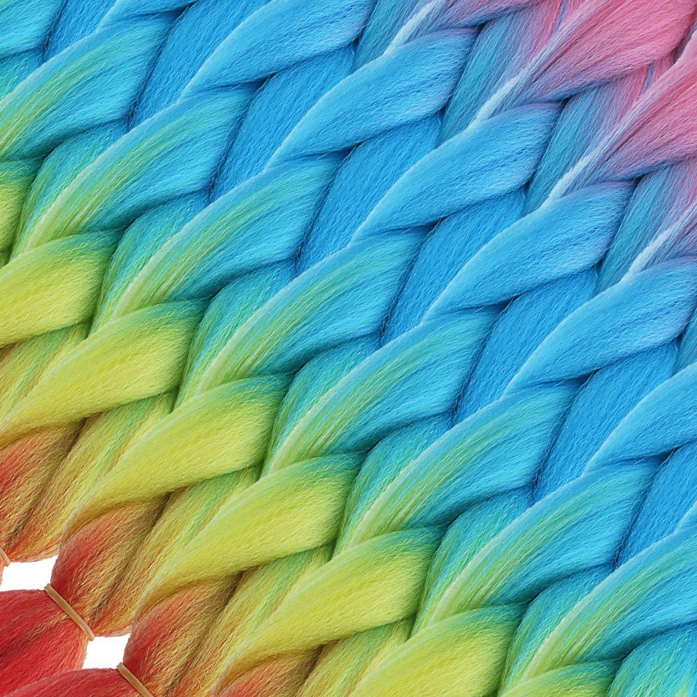 Afro Braiding Color Transition Synthetic Hair 100 Gr. / Pink / Light Blue / Yellow / Red