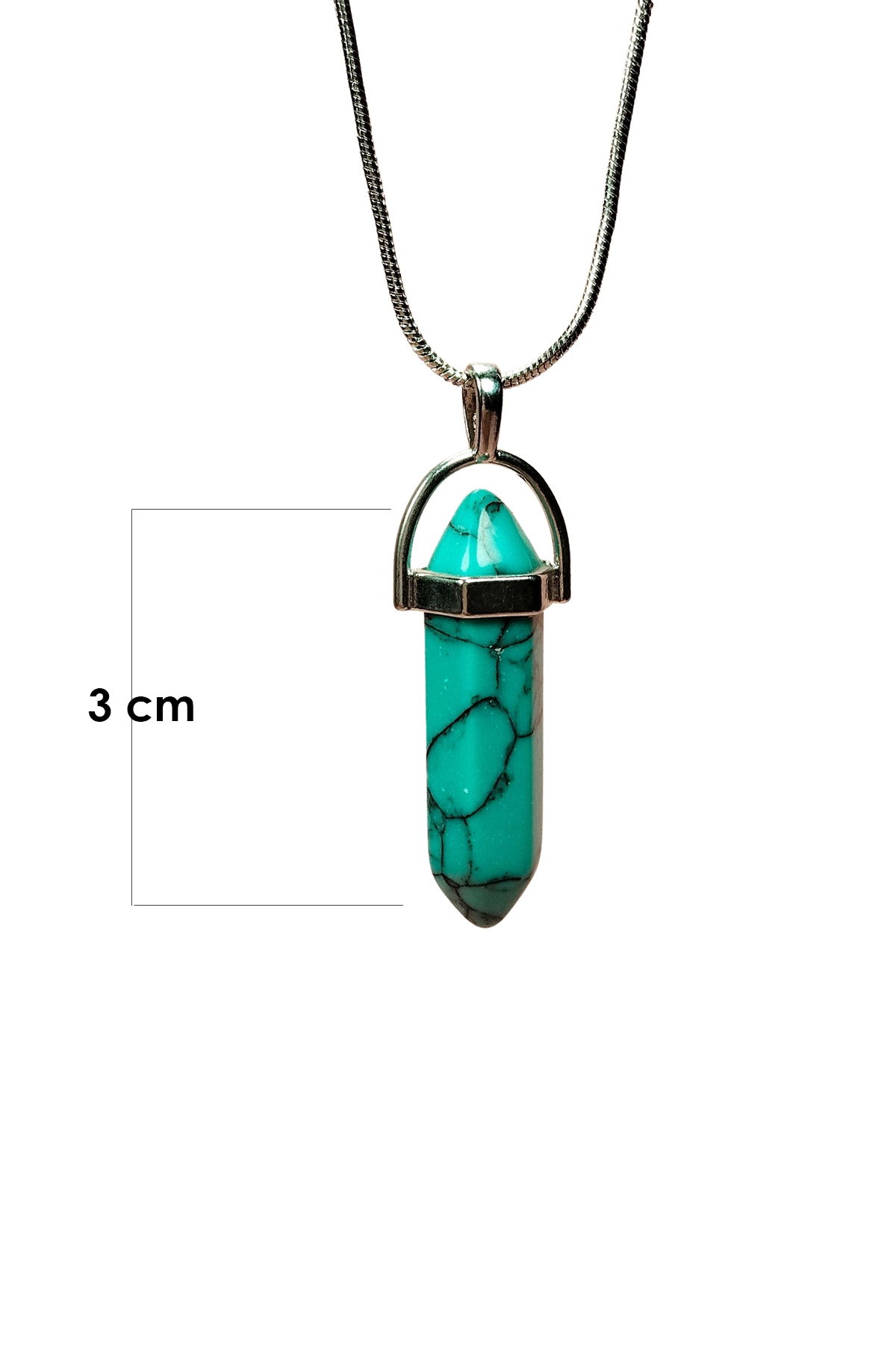 Turquoise Natural Stone Chain Handmade Necklace Pendant: 3 cm Chain: 20 cm Boxed