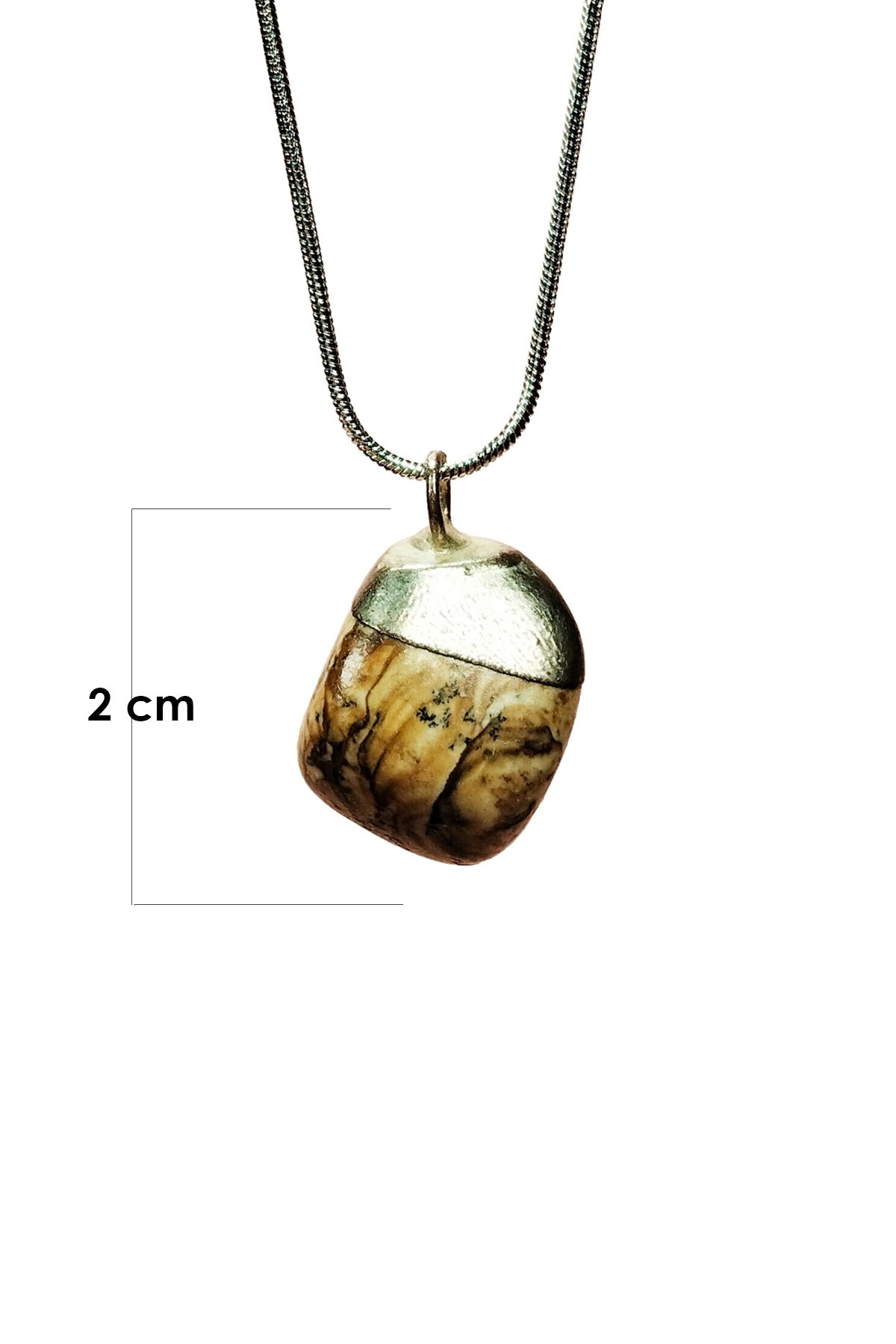 Jasper Natural Stone Handmade Pendant with Chain: 2 cm Chain: 20 cm Boxed