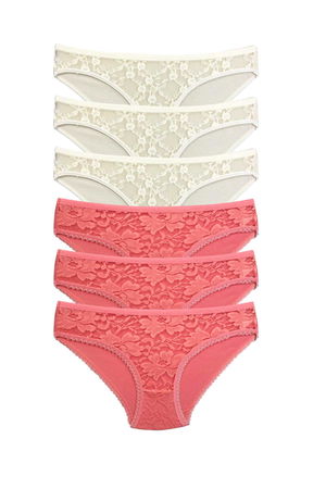 6Pcs Lace Front Transparent Women Slip Panties S35