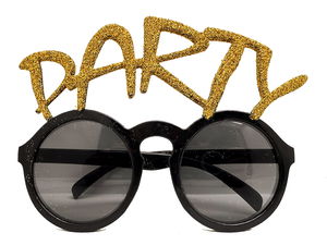 Gold Glitter Party Glasses Show 15x7 cm