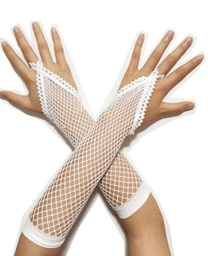 White Color Interlocking Mesh Knit Gloves 26 cm