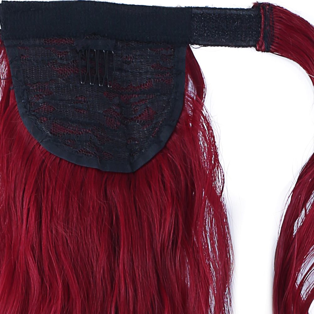 Tie Tied Embossed Wavy Ponytail / Red