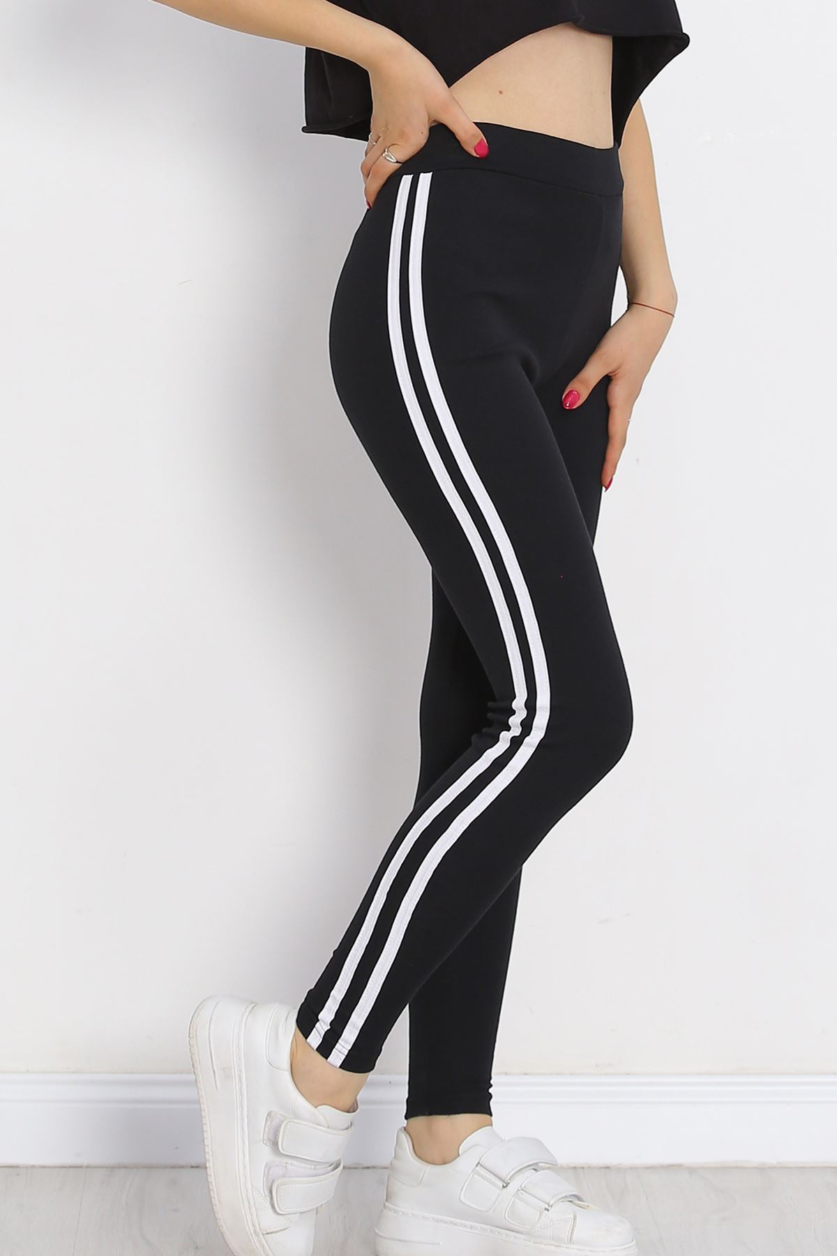 Plus Size Striped Leggings Black and White