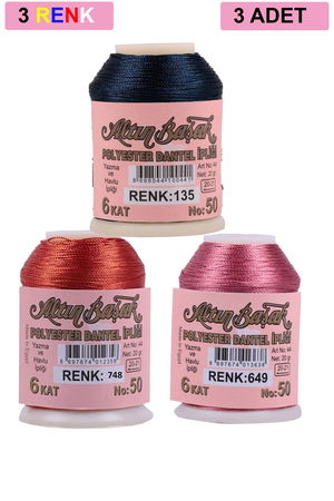 3 Pieces Altinbasak Oya and Lace Floss 20 gr - Turk - No: 748 - 649 - 135