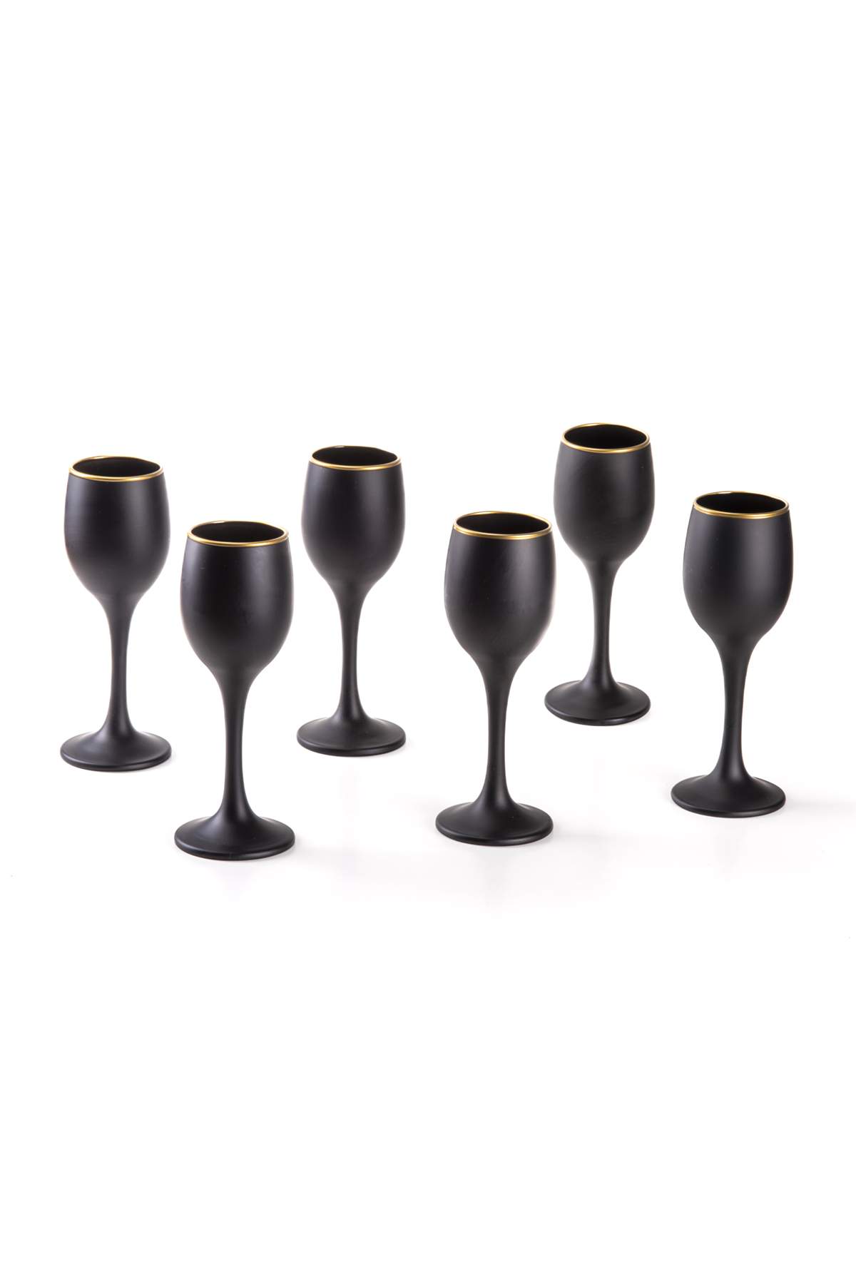 Grappa Matte Black Footed Coffee Side Water Glass Premium Set of 6 Goblet 125cc x 6 pcs