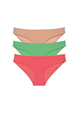 3pcs Super Eco Set Lycra Women Slip Panties Skin Green Fuchsia