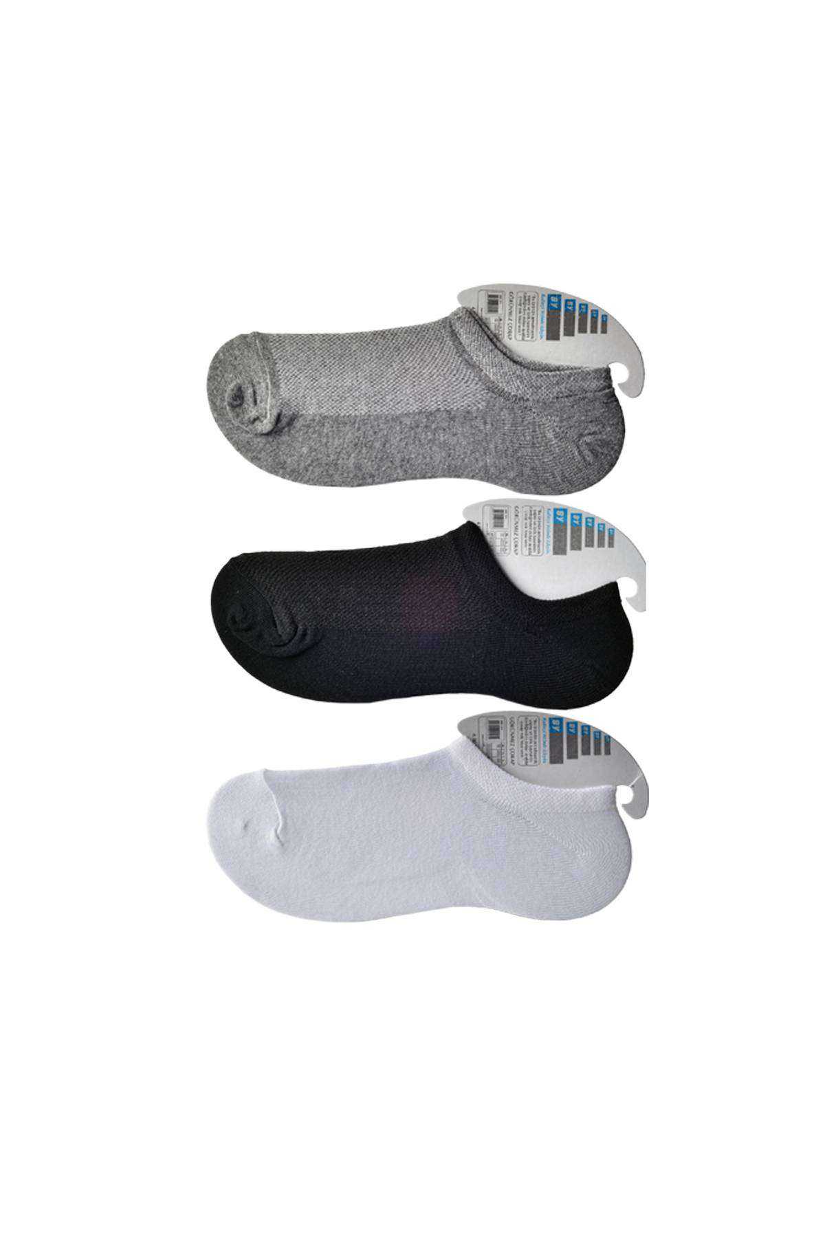 Black Gray and White Men's Invisible Socks 12 pairs