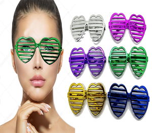 Metallized Extra Shiny Heart Blinds Party Glasses 6 Colors 6 Pcs