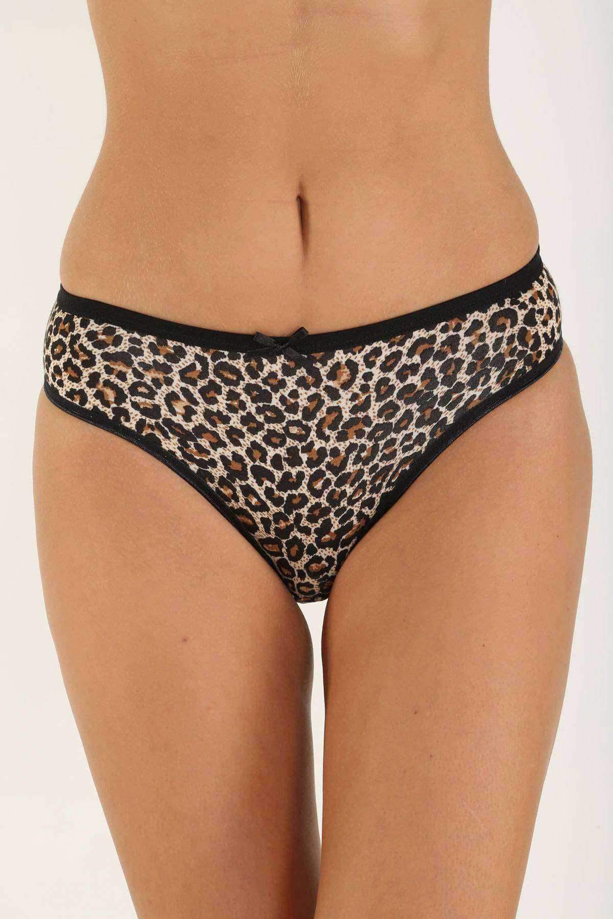 6 Pcs Lycra Women Slip Panties Leopard White Green