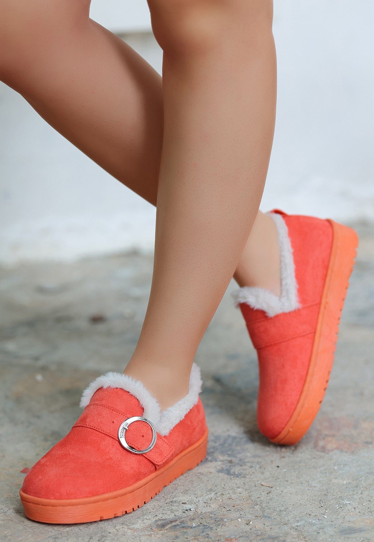 Orange Suede Babet Shoes