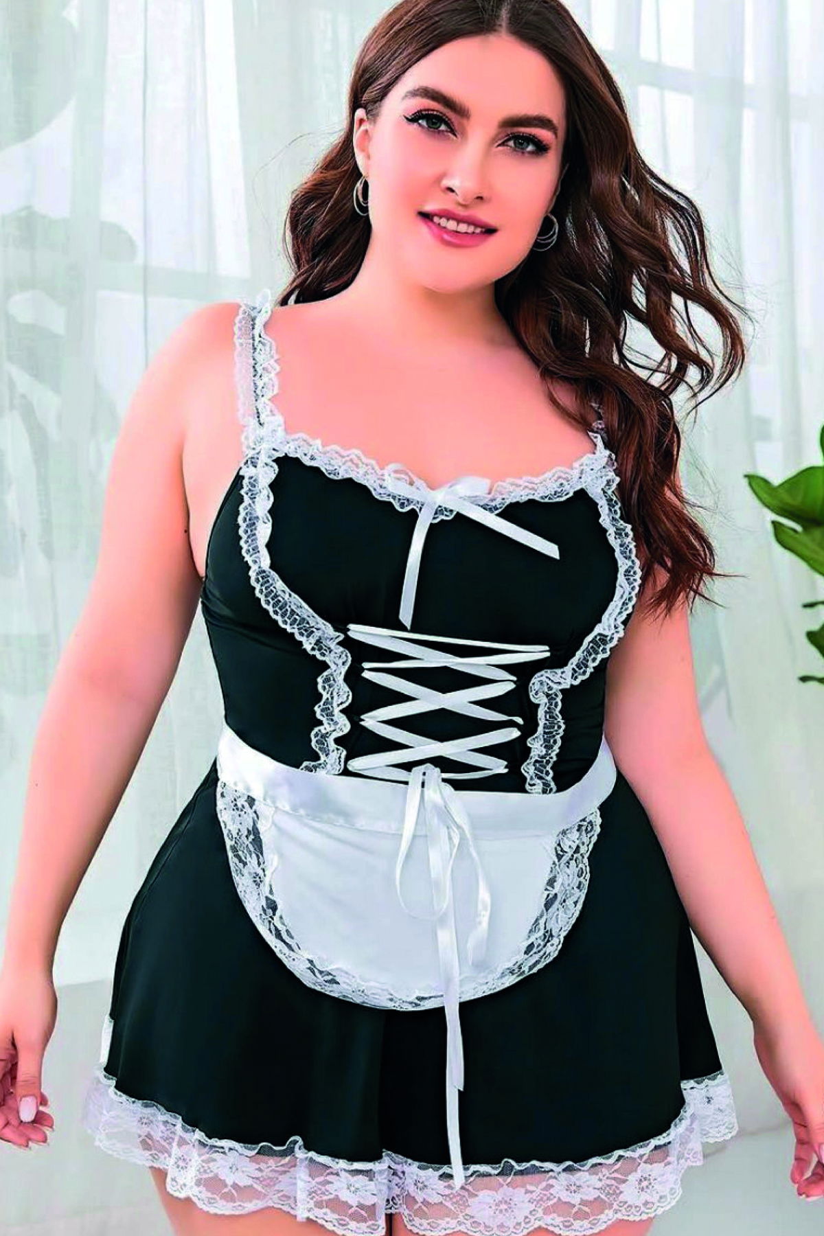 Night Light Women Black Maid Costume Plus Size 3500