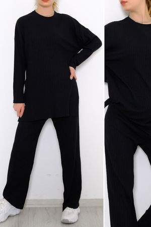 Long Sleeve Fitted Suit Black