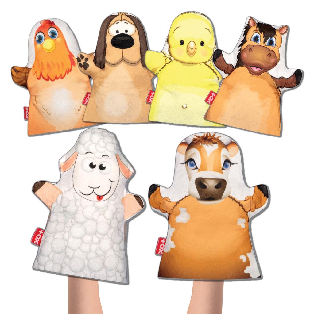 6 Piece Farm Animals Felt Hand Puppet Set , Educational Toy