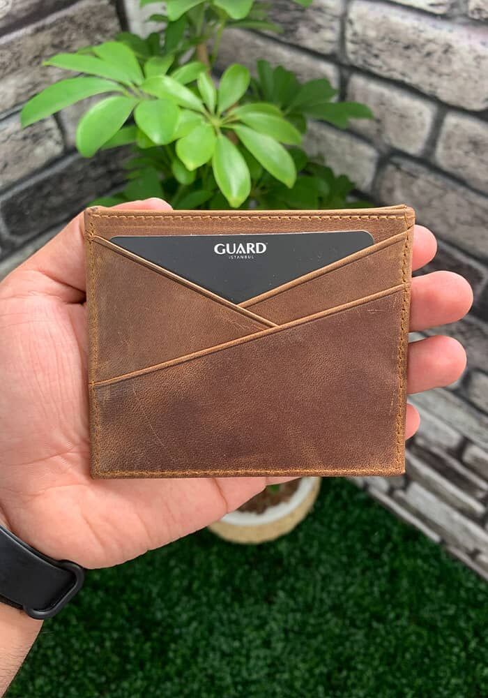 Antique Tan Genuine Leather Card Holder