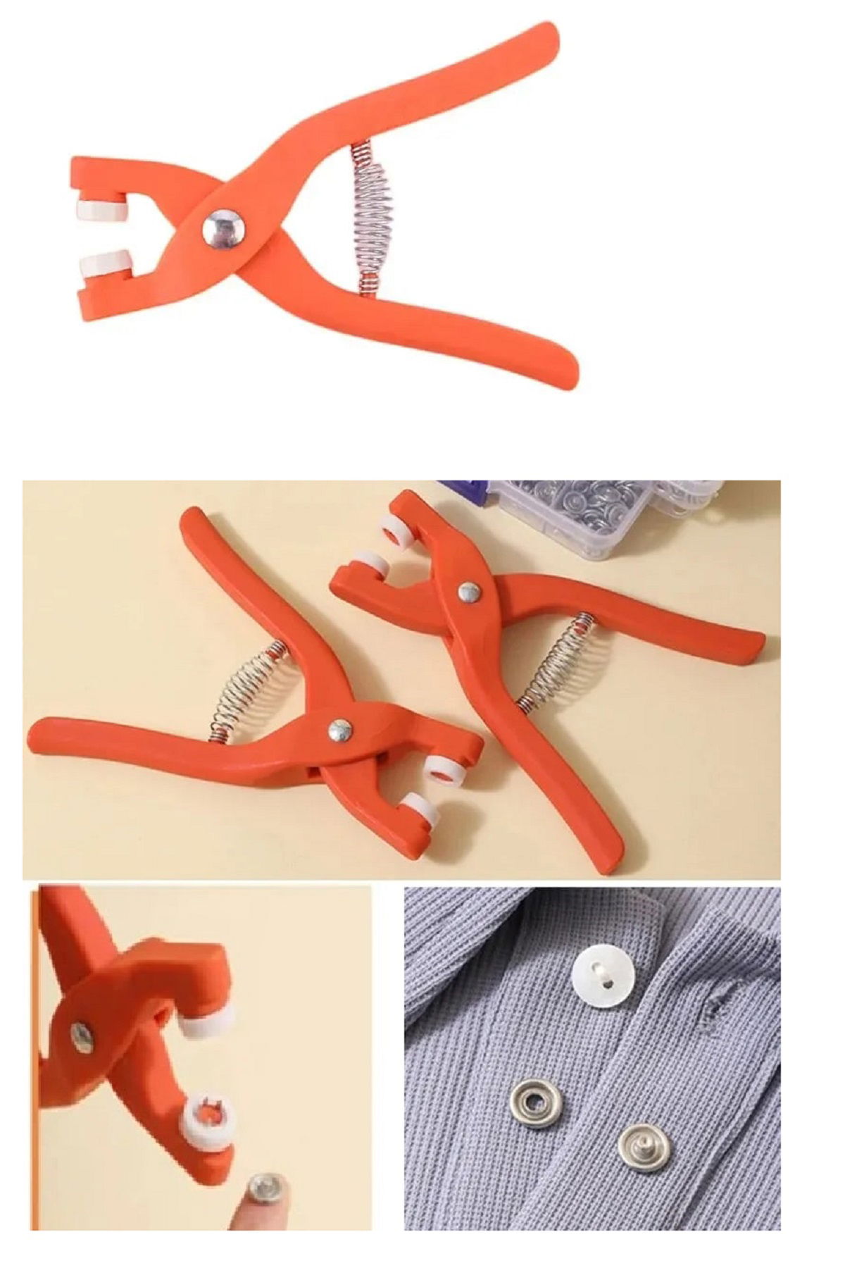 Round Ring Eyelet Pliers 9.5 Mm - Baby Dress Snap Fitting Kit with Storage Box