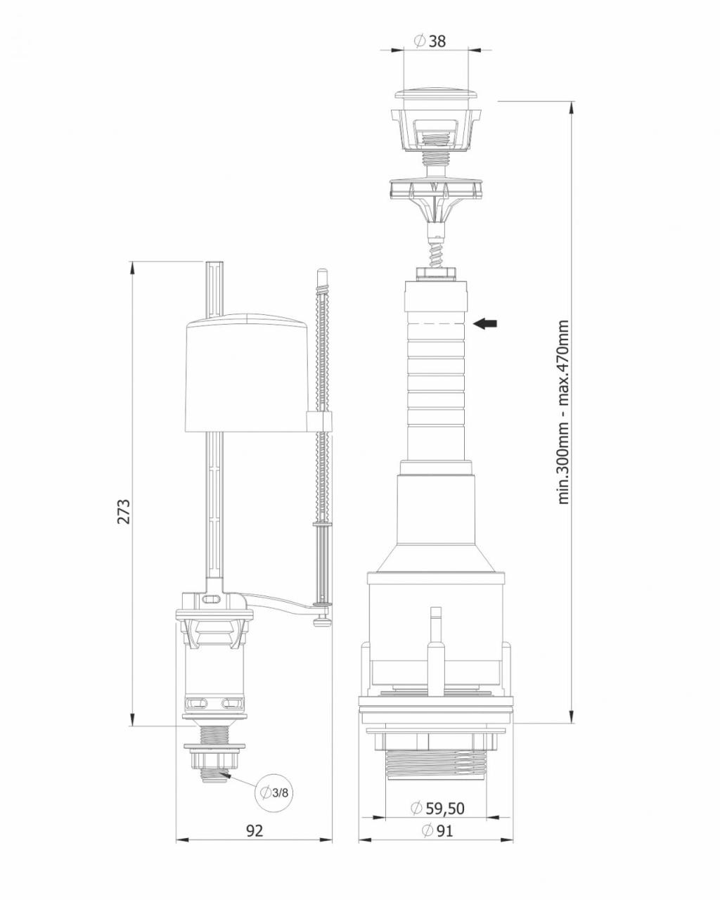 Mega 3004 Push-button Reservoir Inner Set