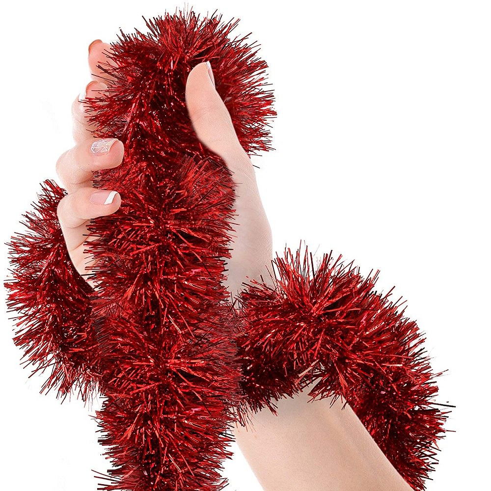 Glitter Ornament For Party 2 Meters Length 8 cm Width Red Color Imported