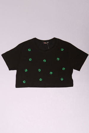 10-16 Years Embroidered Kids T-Shirt Black