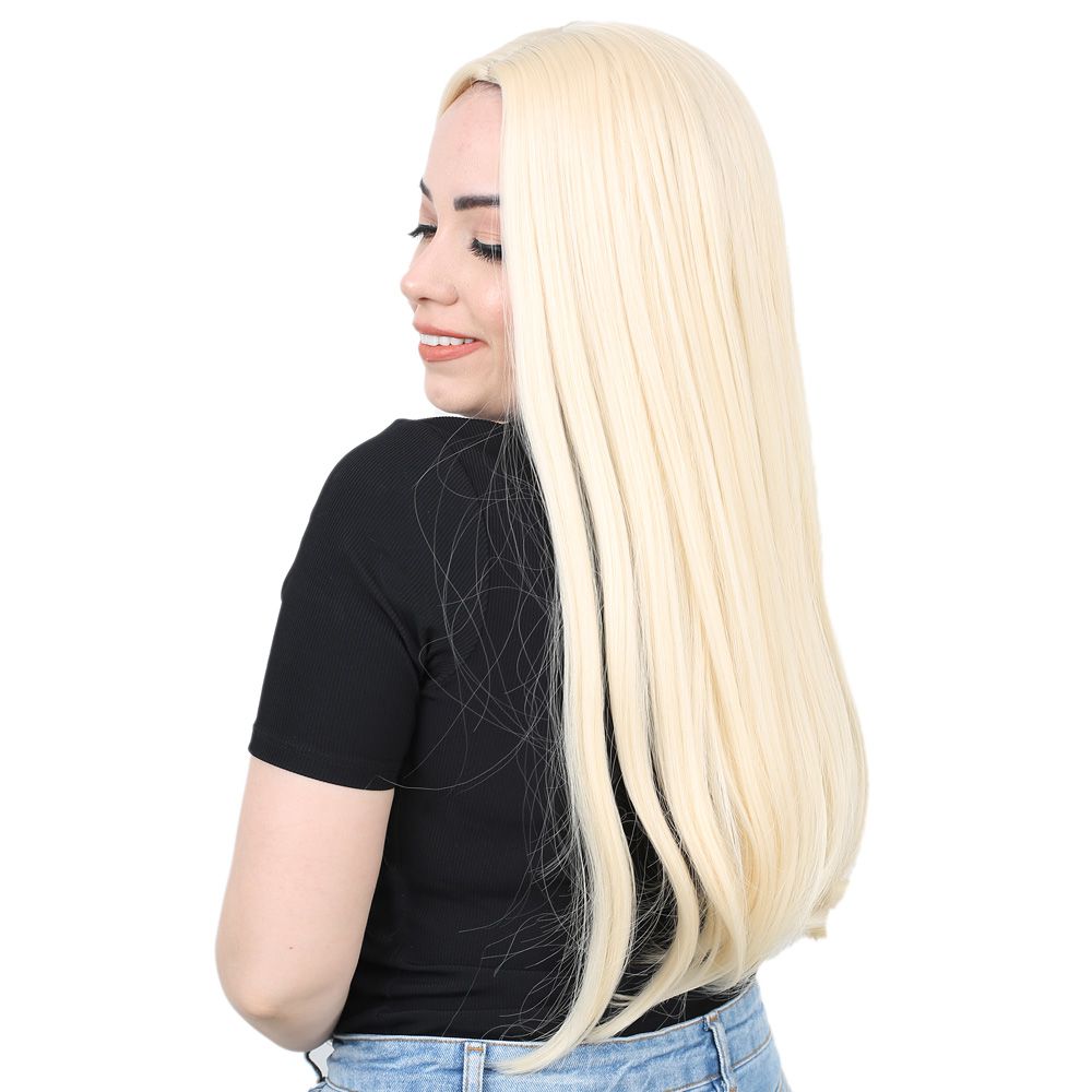 Kanekalon Fiber Synthetic Long Straight Wig / Platinum