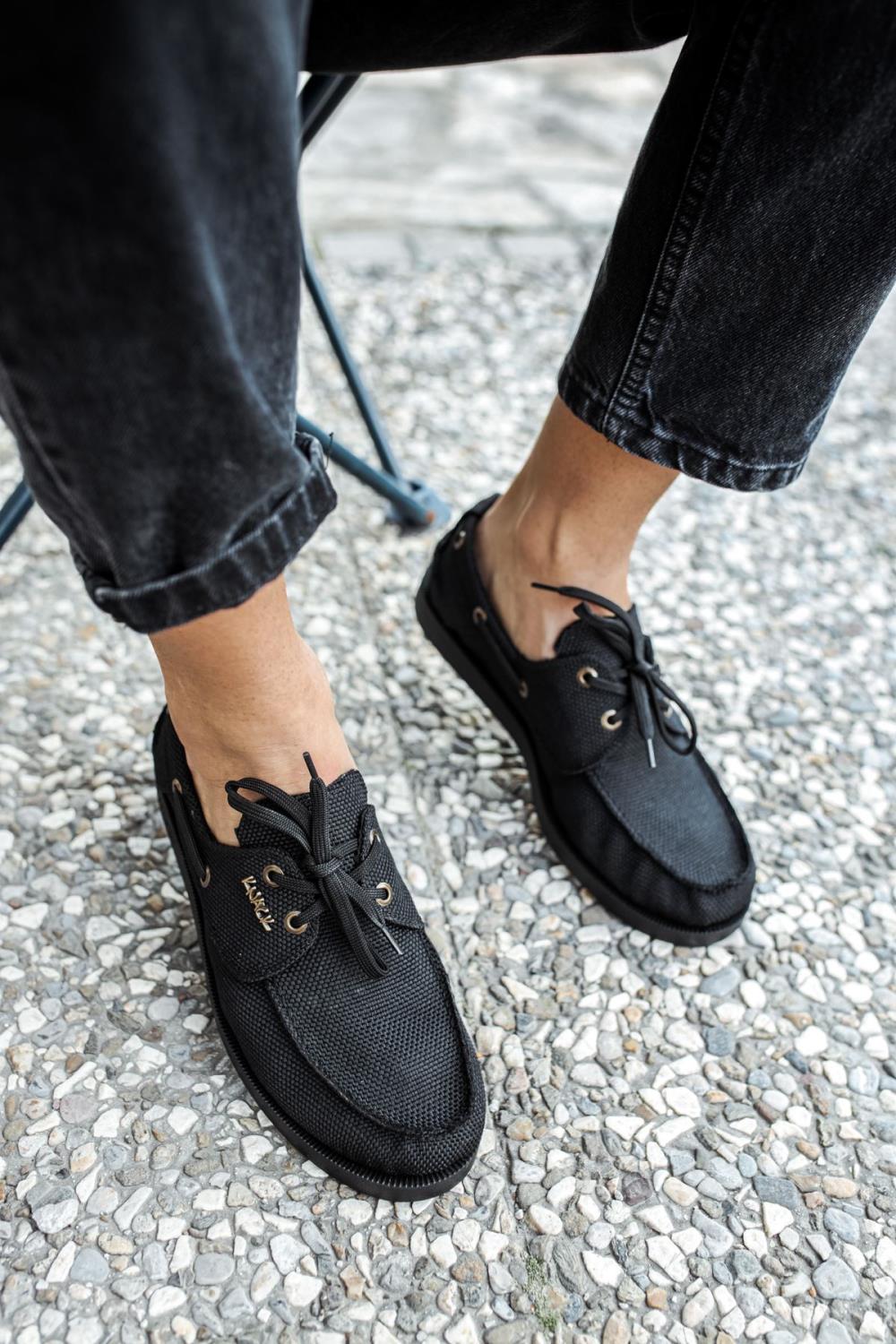 Seasonal Linen Shoes Black (Black Sole)