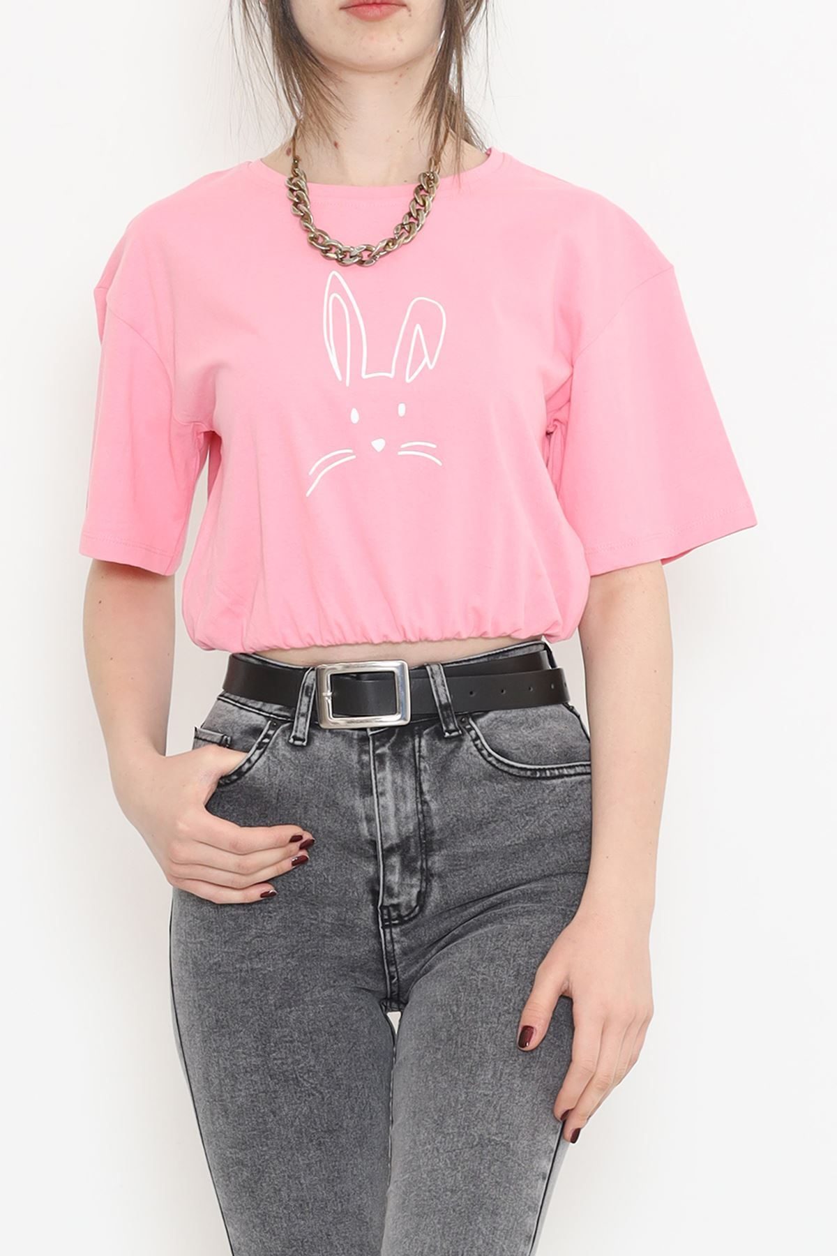 Elastic Waist T-Shirt Pink