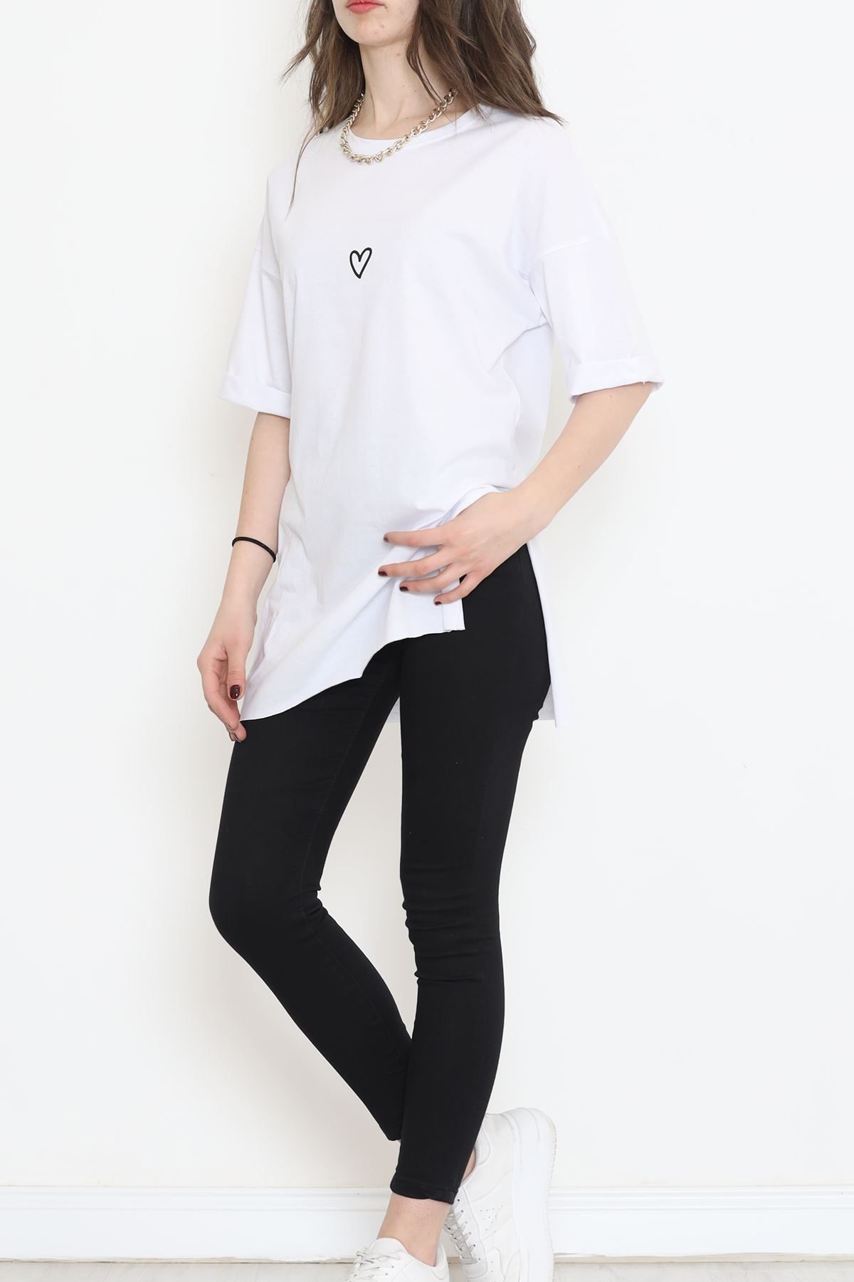 Double Sleeve Printed T-Shirt White-Black