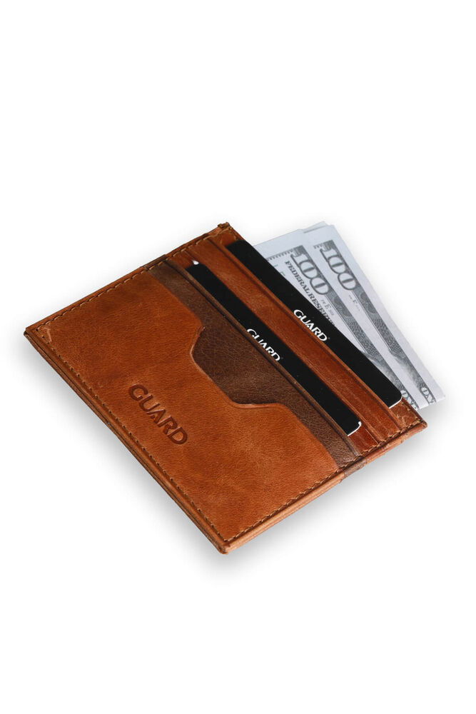 Antique Tan - Brown Double Color Genuine Leather Card Holder