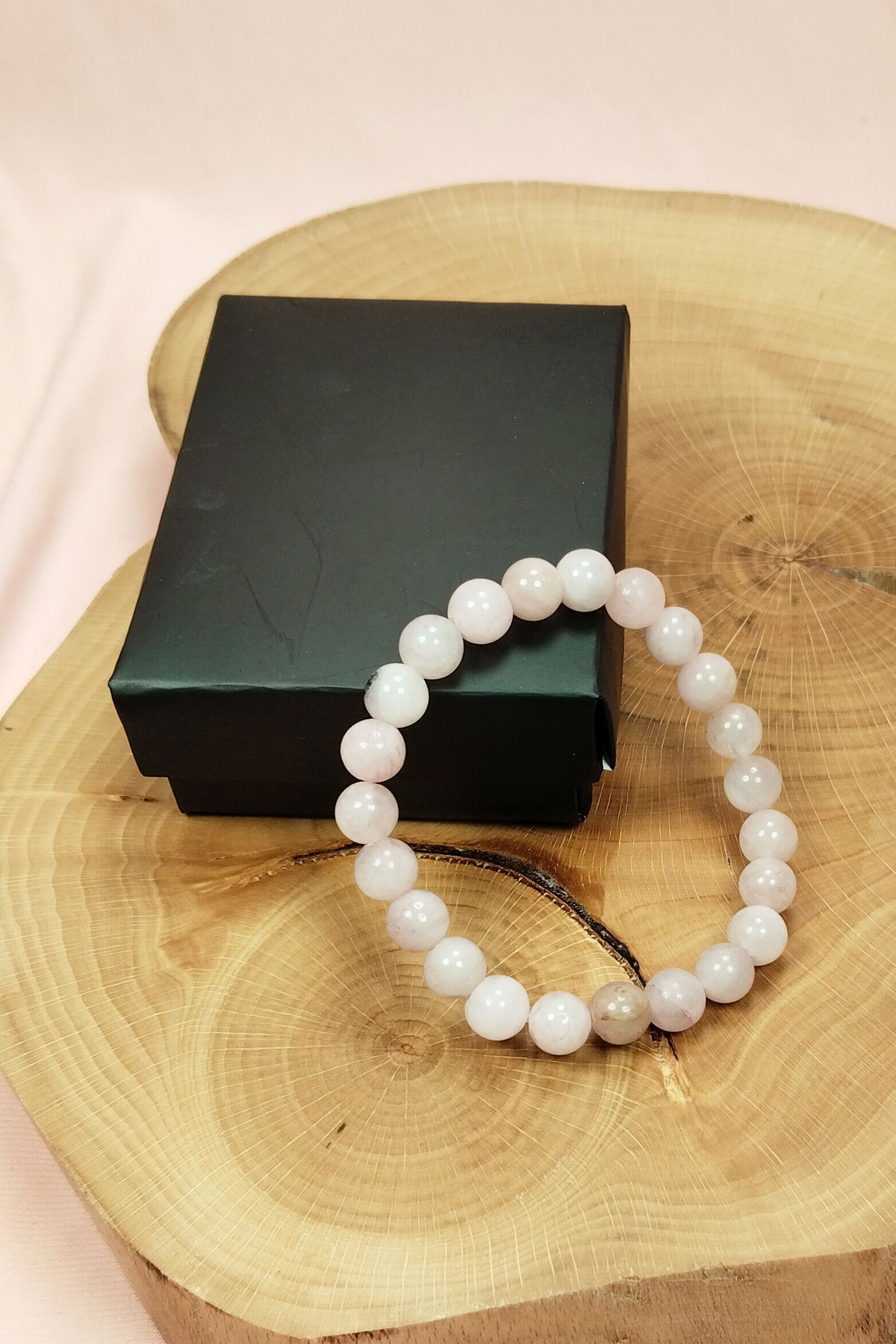 Pink Quartz Natural Stone Bracelet Boxed