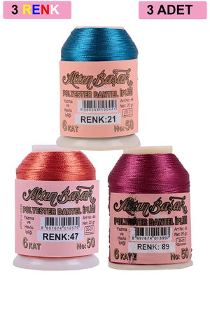 3 Pieces Altinbasak Oya and Lace Floss 20 gr - Turk - No: 047 - 089 - 021