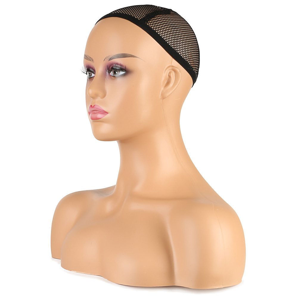 Shouldered Wig Head Mannequin / Auburn Skin