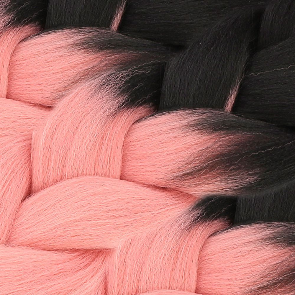 Afro Braiding Synthetic Color Transition Hair 100 Gr. / Black / Powder Pink