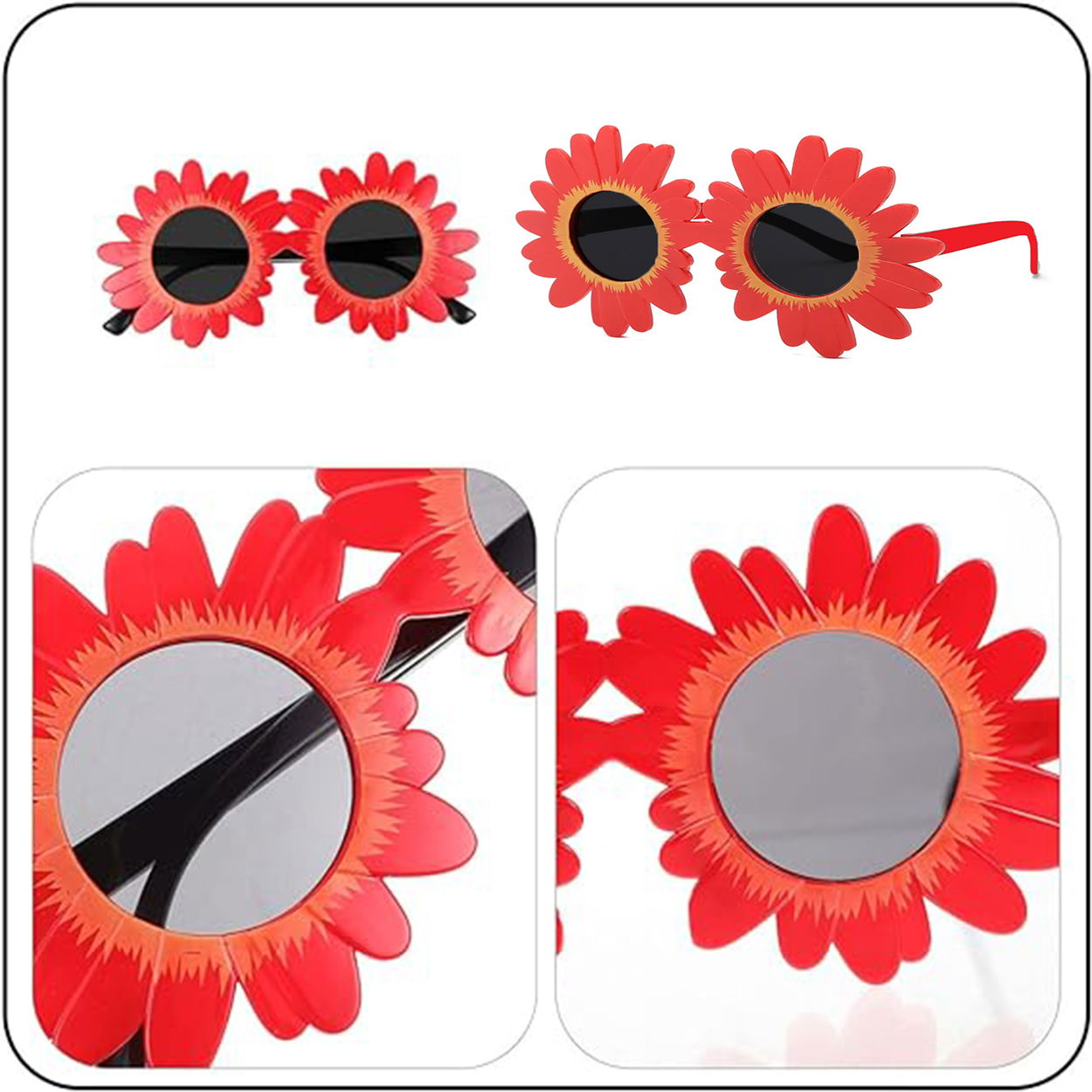 Red Color Daisy Shaped Party Glasses 18x10 cm