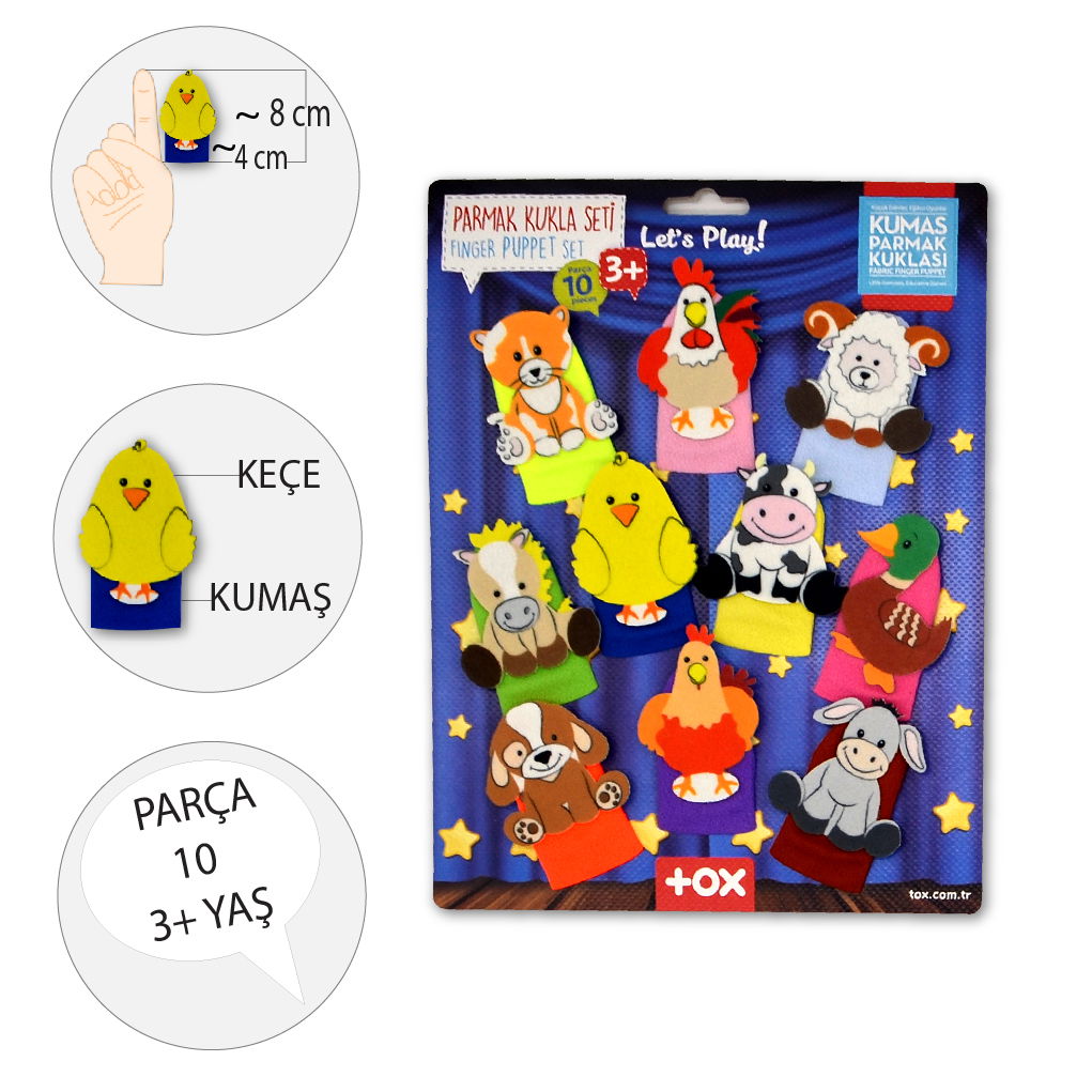 Farm Animals 10 Piece Finger Puppet Set