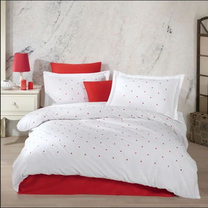 Double Poplin Premium Embroidered Duvet Cover Lubow White