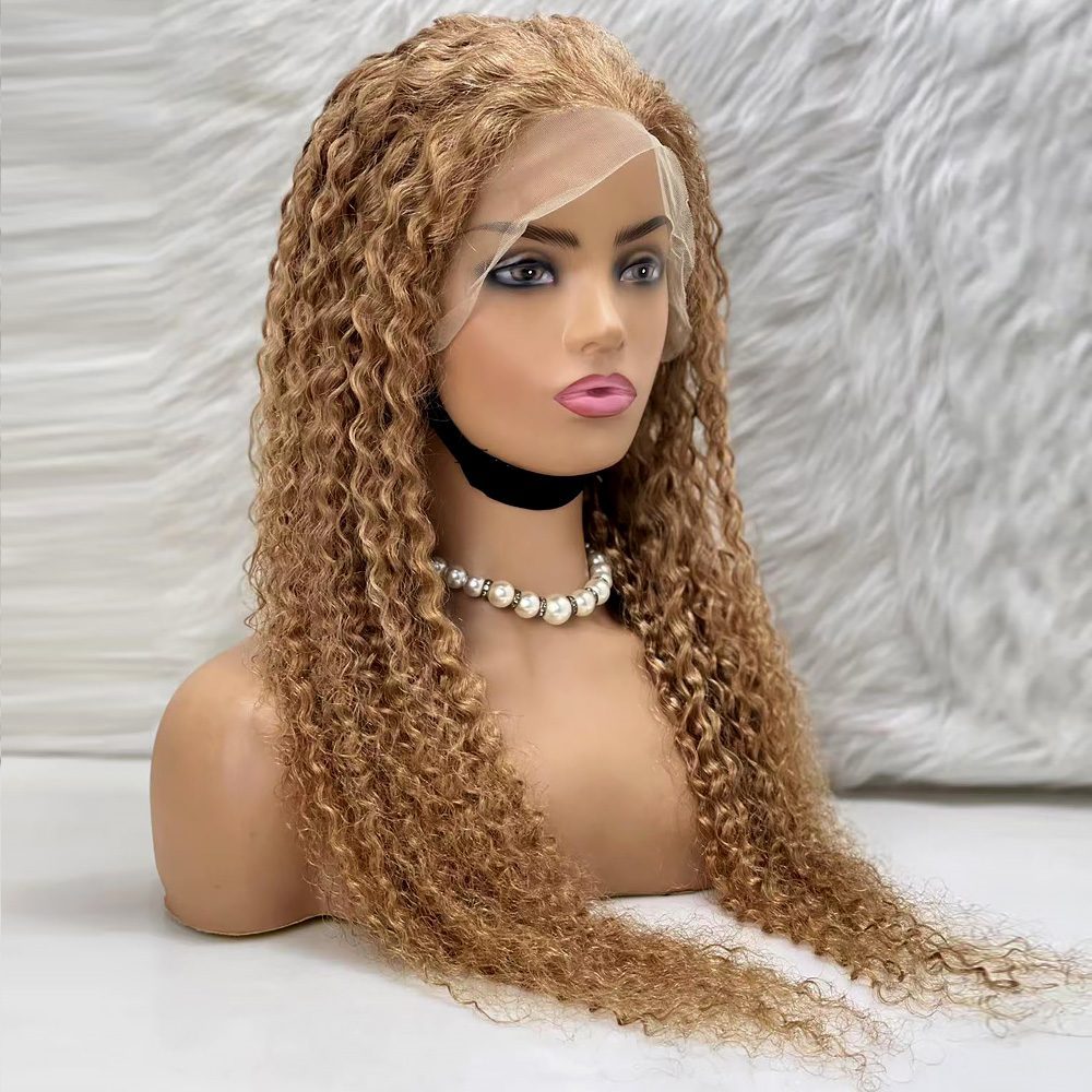 Afro Wave Front Lace Real Hair Tulle Wig / Hot Caramel / 70/75cm