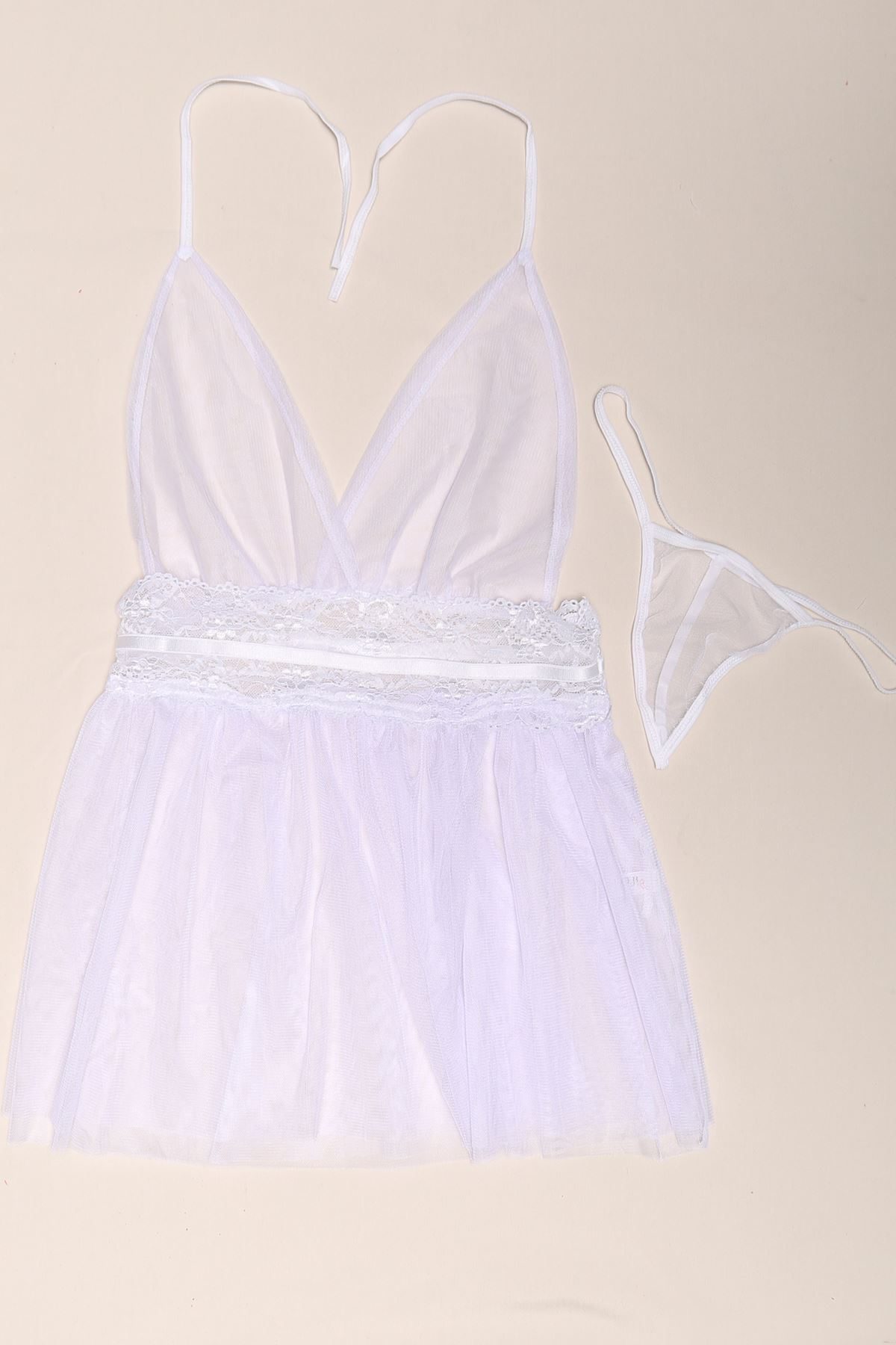 Double Tulle Low-cut Nightgown Lilac