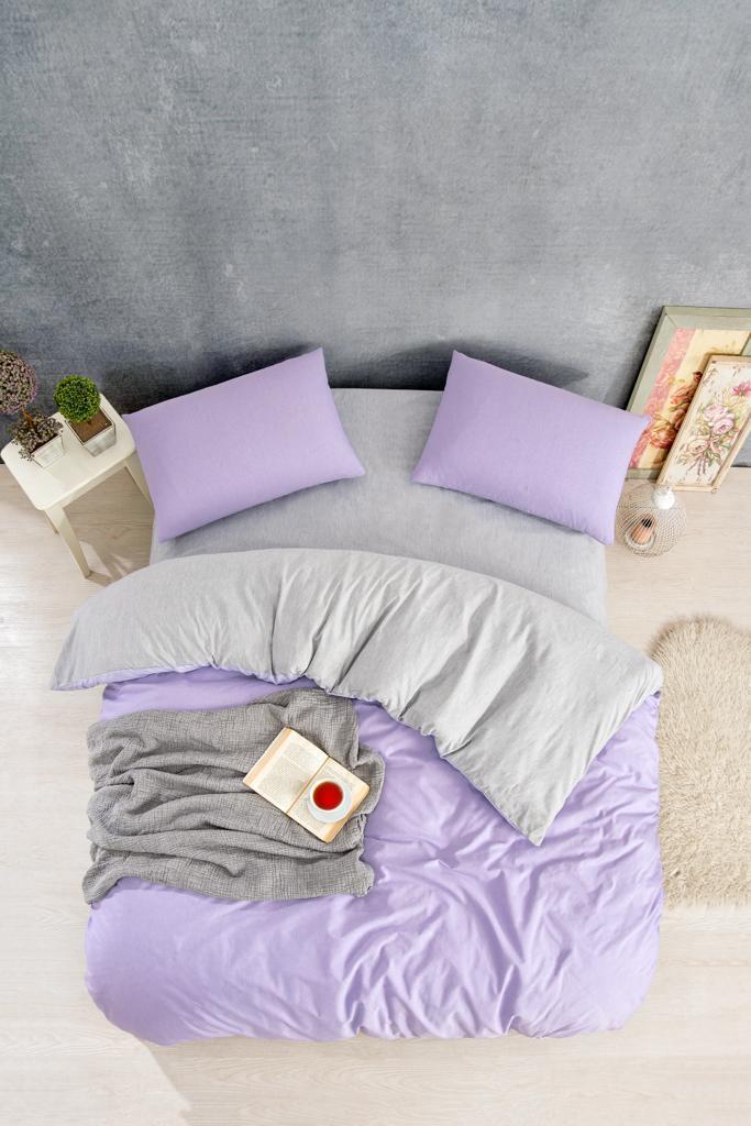 Solid Color Lilac Double Duvet Cover Set