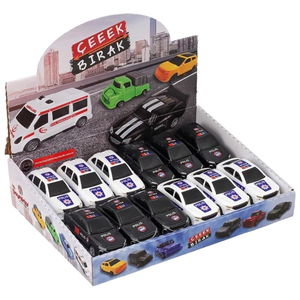 Pull Drop Police Cars 10.5 Cm - POLICE CARS B/W