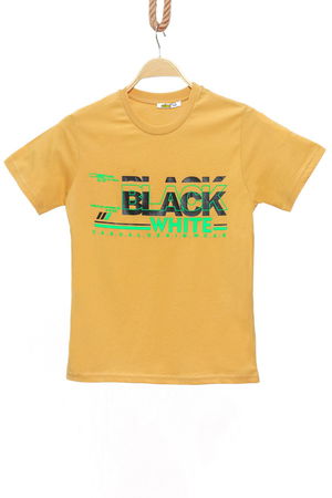 13-16 Years Printed Kids T-Shirt Mustard